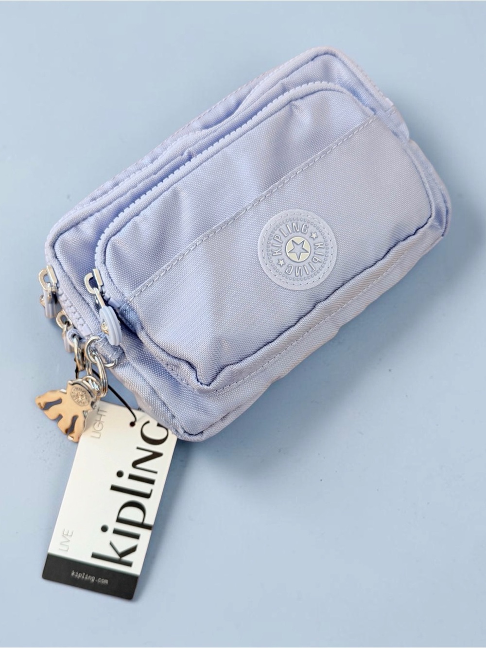 Kipling Merryl Convertible Crossbody Bag Lavender Gloss Metal Monkey Chain